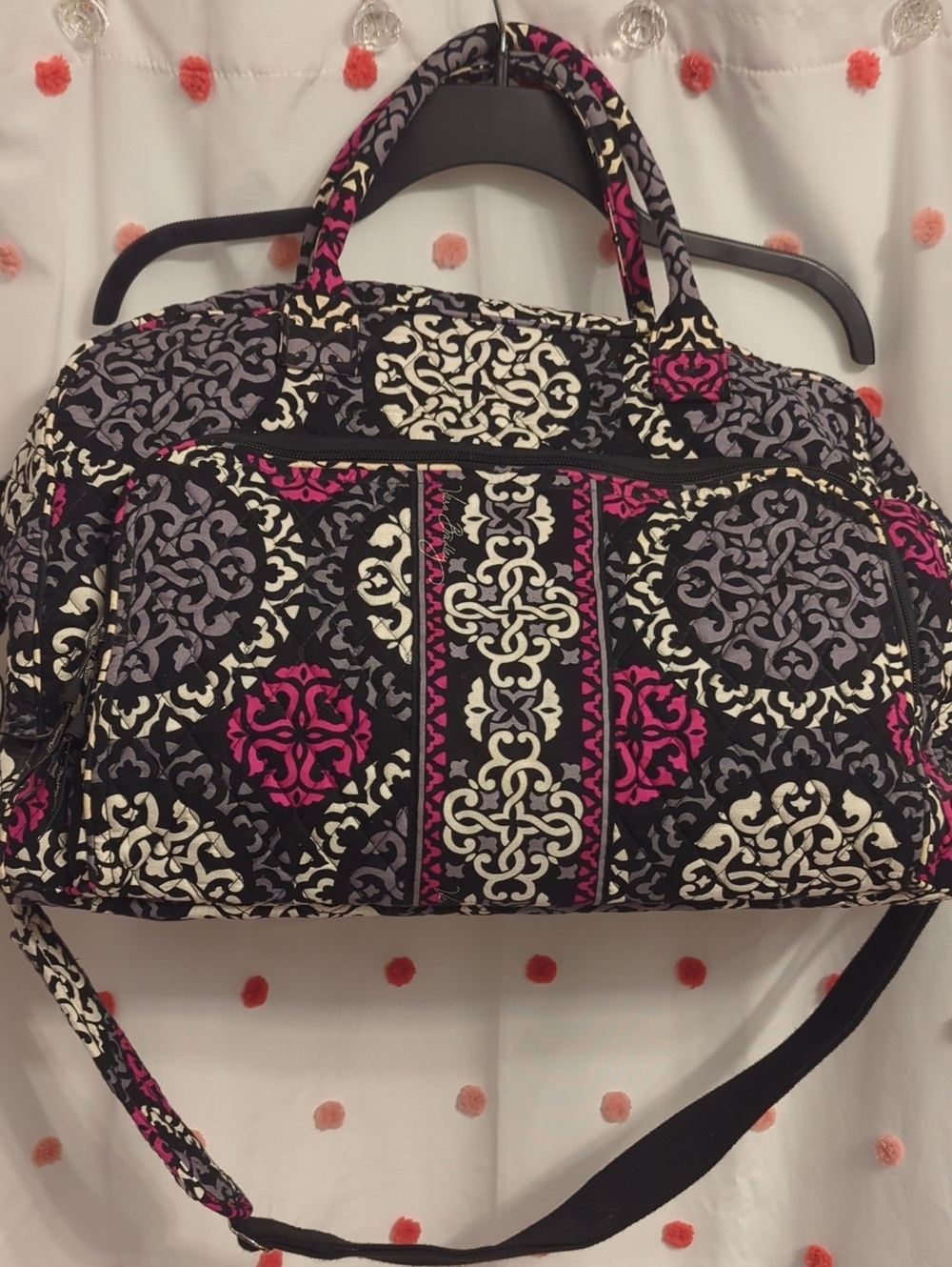 Vera Bradley Black, Pink & Purple Quilted Travel Weekender